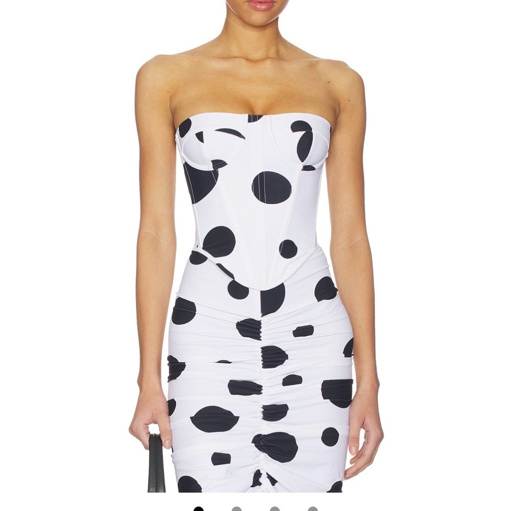 Frida Corset Top White Black Polka Dots